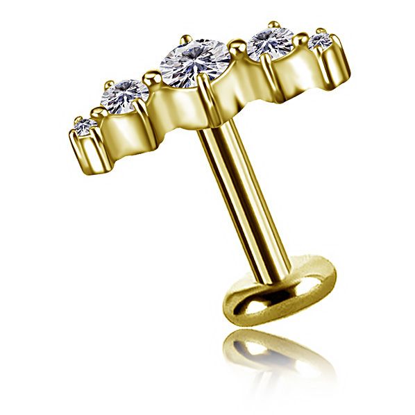 GOLD PLATED ARCH LABRET PIERCING WITH CRYSTALS