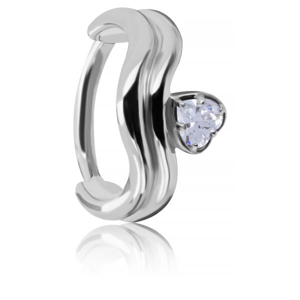 CLICKER HOOP WITH HEART-SHAPED CRYSTAL