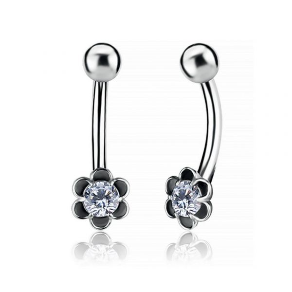 PIERCING NOMBRIL INTERNE AVEC FLEUR EN CRISTAL
