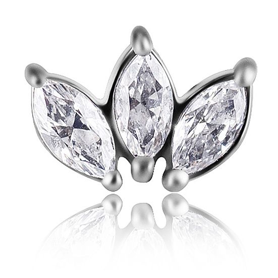 PIERCING DE REMPLACEMENT AVEC TROIS FEUILLES DE CRISTAUX TAILLE MARQUISE