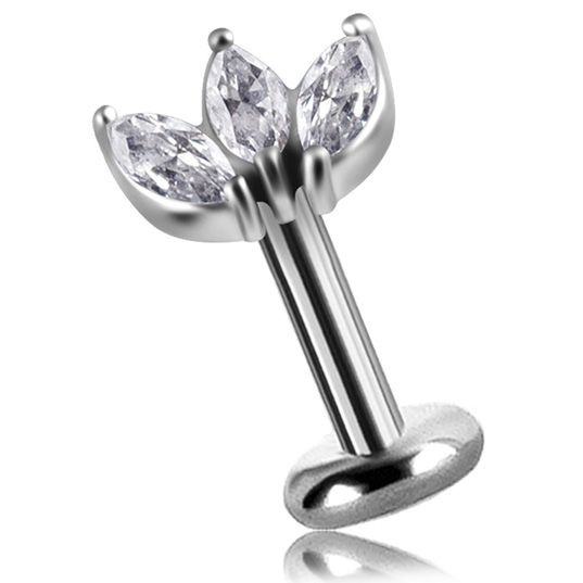PIERCING MIT DREI BLÄTTERN KRISTALLEN IM MARQUISE-SCHLIFF
