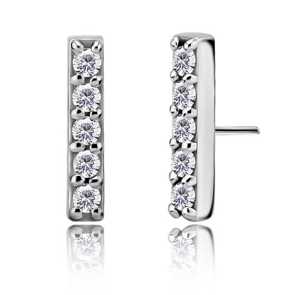 Replacement jewel piercing with row of crystals
