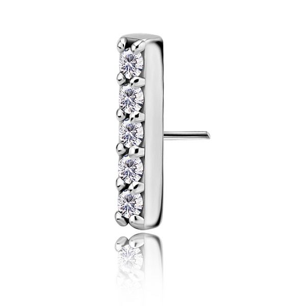 Replacement jewel piercing with row of crystals