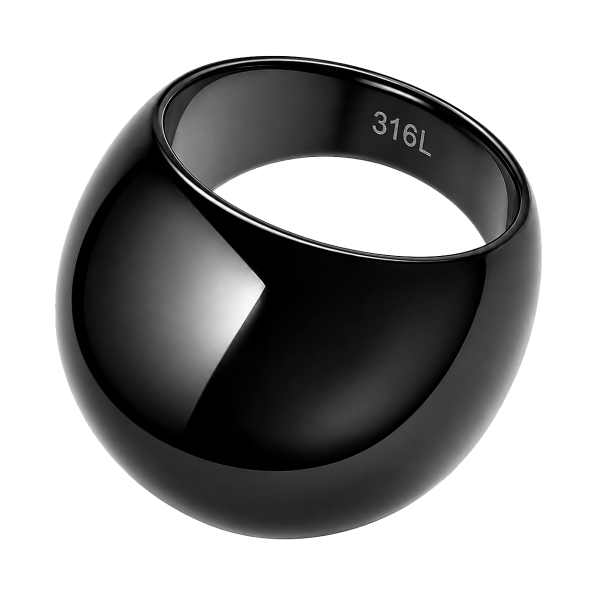 SCHWARZER GEWÖLBTER RING