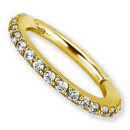 Gold clicker ring with Premium Zirconia