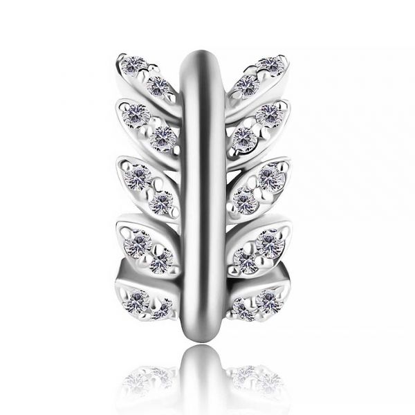 Oval navel jewel with white petals