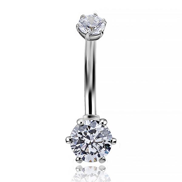 White gold banana with zirconia