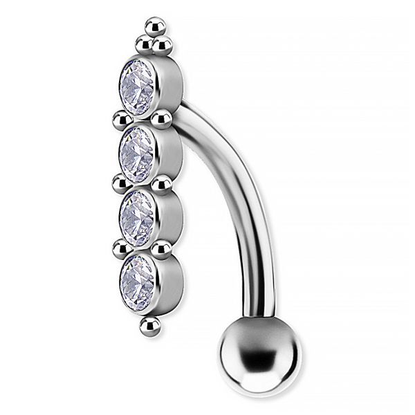 Crystals in vertical position for navel piercing