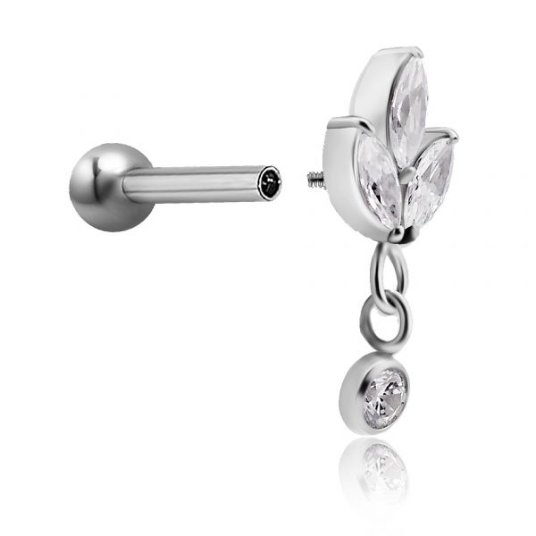 JEWEL FOR PIERCING AT TRAGO AND HELIX WITH PENDANT