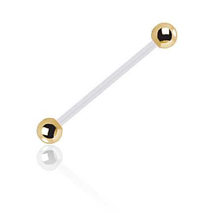 Micro barbell with gold steel balls
