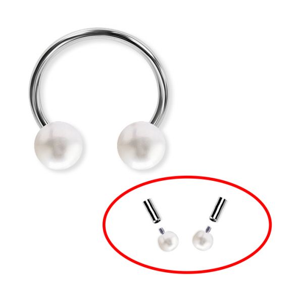 Circular barbell and fresh water pearls