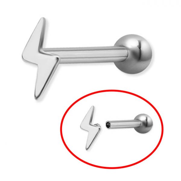 Thunderbolt with bar for Helix piercing