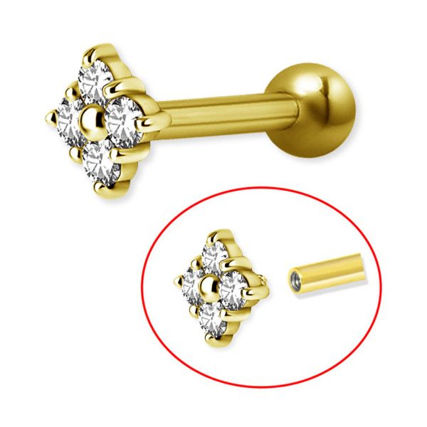 Rombo con barra chapada en oro y rosca interna