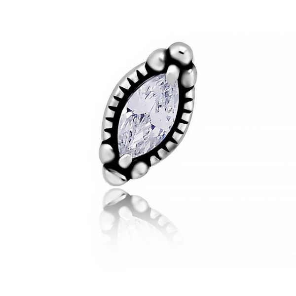 STEEL PIERCING BAR WITH CRYSTAL RHOMBUS