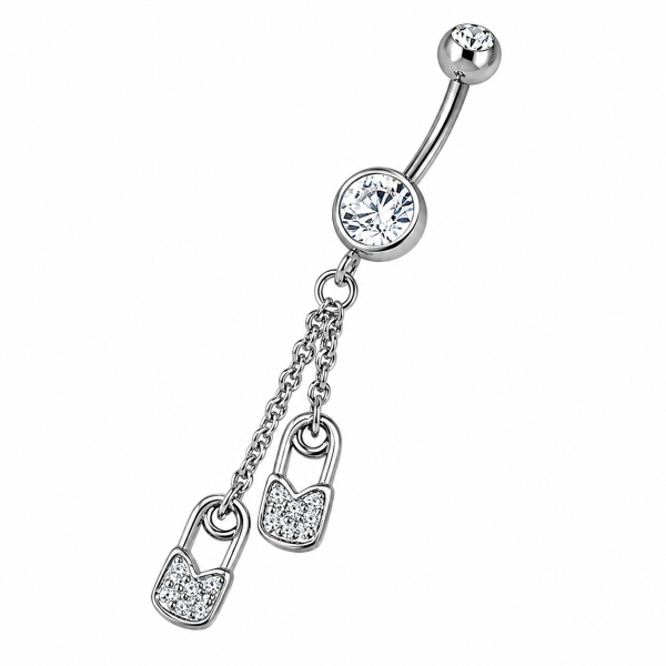 BAUCHNABELPIERCING MIT HÄNGENDEN ANHÄNGERN UND ACCESSOIRES