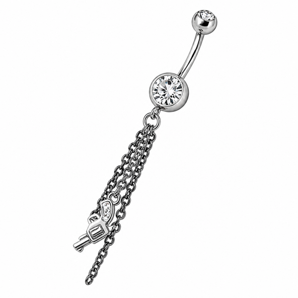 BAUCHNABELPIERCING MIT HÄNGENDEN ANHÄNGERN UND ACCESSOIRES