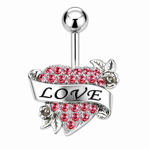 PIERCING OMBELICO CON CUORE DI CRISTALLI