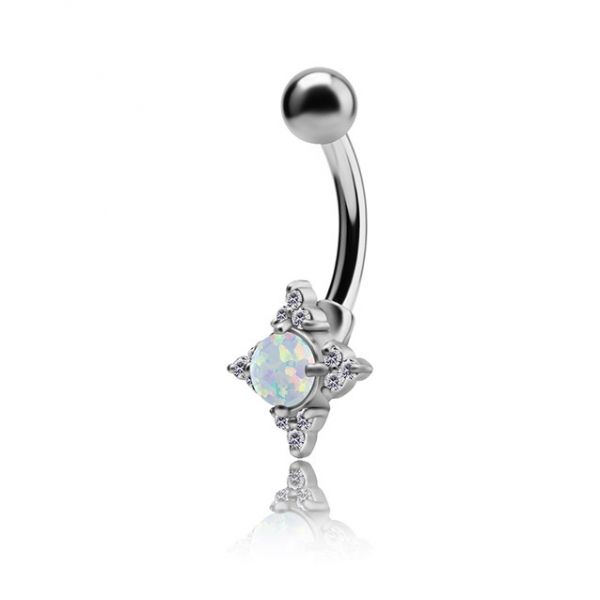 OPAL AND CRYSTAL BELLY BUTTON PIERCING