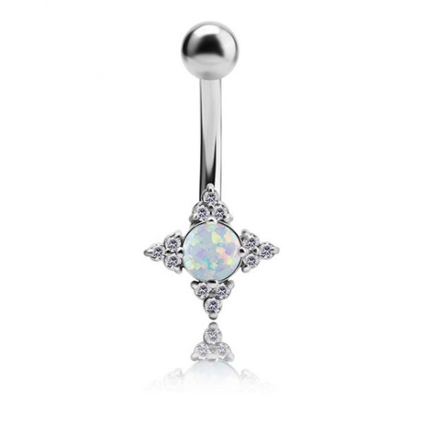OPAL AND CRYSTAL BELLY BUTTON PIERCING