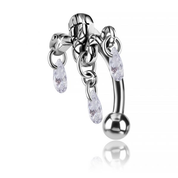 PIERCING PARA EL OMBLIGO CON SERPIENTE Y CRISTALES BLANCOS