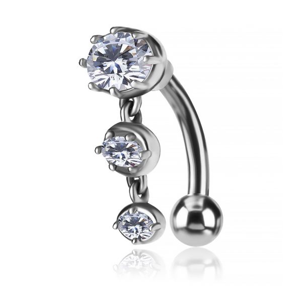 PIERCING PER OMBELICO CON CRISTALLI PENDENTI
