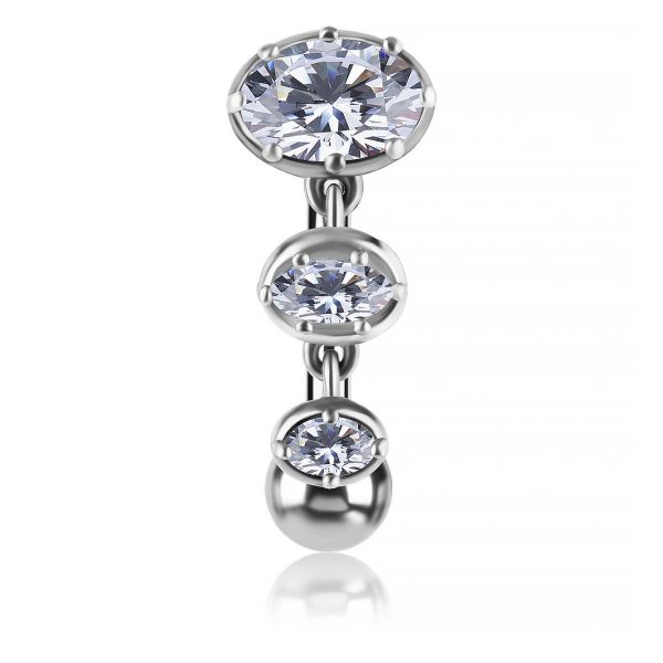 PIERCING PER OMBELICO CON CRISTALLI PENDENTI

