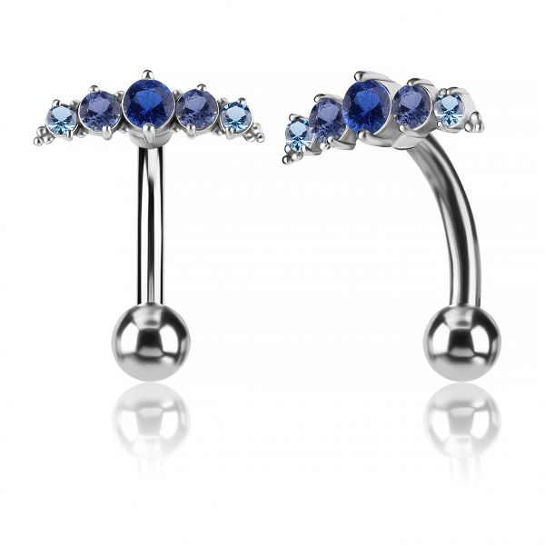 REVERSE BAUCHNABELSCHMUCK MIT BLAUEN KRISTALLEN