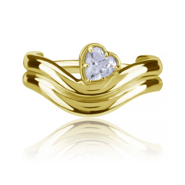 GOLD-PLATED CLICKER HOOP WITH HEART-SHAPED CRYSTAL