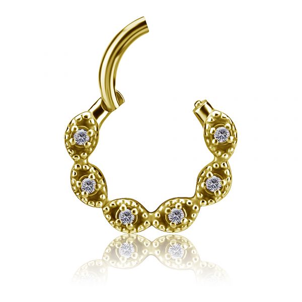 GOLD-PLATED CLICKER RING WITH PREMIUM ZIRCONIA