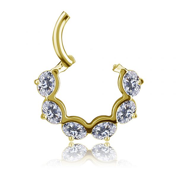 GOLD-PLATED CLICKER RING WITH OVAL PREMIUM ZIRCONIA