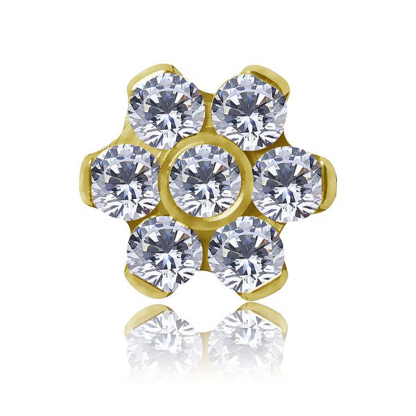 VERGOLDETES PREMIUM-ZIRKONIA-BLUMEN-LABRET