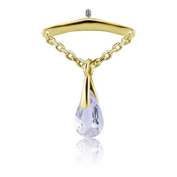VERTICAL HELIX WITH SOLID GOLD REPLACEMENT WITH GENUINE TOPAZ