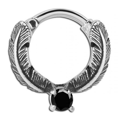 SEPTUM DE PLUMAS CON CRISTAL NEGRO