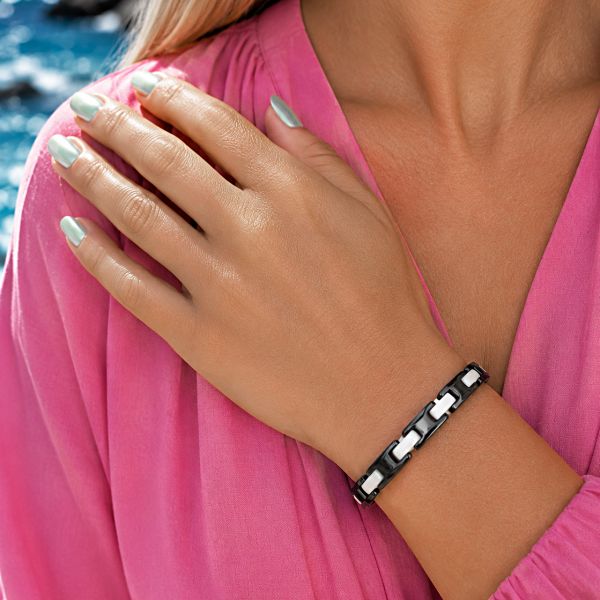 BRACCIALE IN CERAMICA NERO E BIANCO