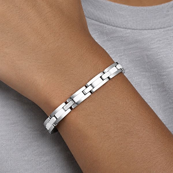 BRACCIALE IN ACCIAIO E CERAMICA