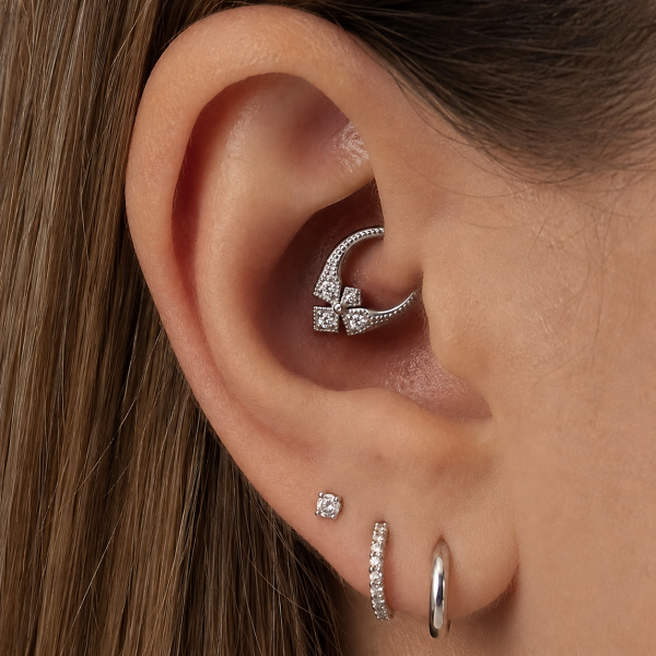 CERCHIETTO CLICKER A CROCE CON PREMIUM ZIRCONIA
