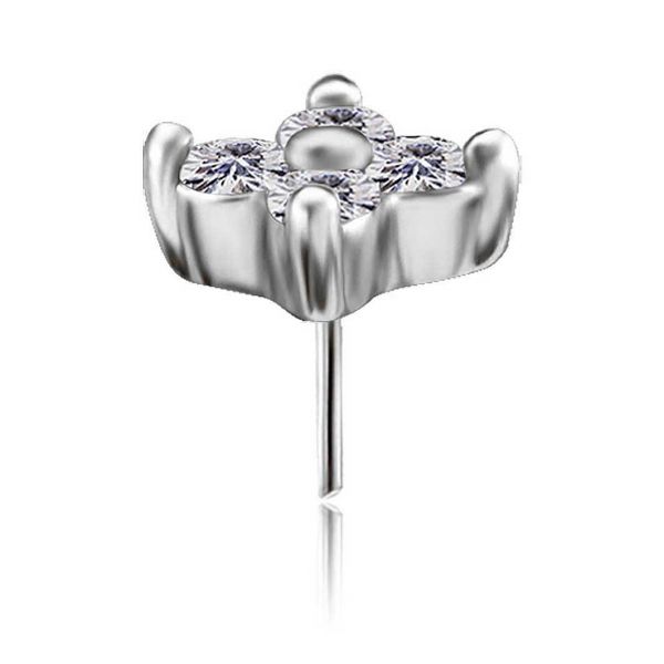 THREADLESS FLOWER-SHAPED REPLACEMENT WITH PREMIUM CUBIC ZIRCONIA