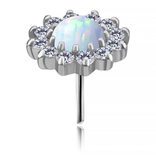 THREADLESS LABRET WITH OPAL AND CRYSTALS