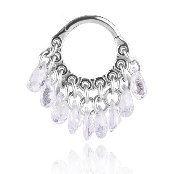 Earring with hanging crystals
