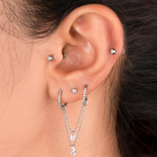DOBLE CADENA CON CRISTALES PARA ARGOLLAS PIERCING