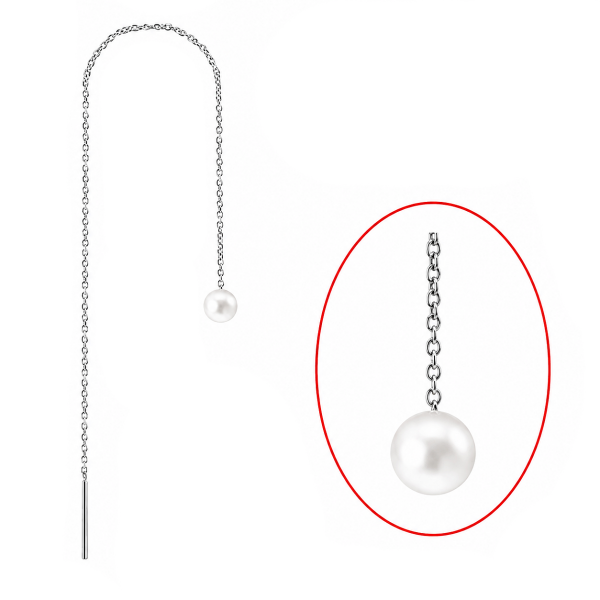 BOUCLE D'OREILLE AVEC CHAÎNE ET BOULE DE PERLES