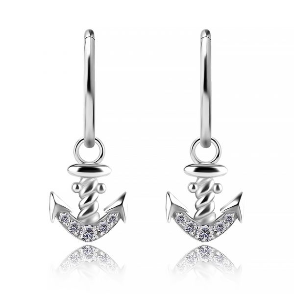 Pendant with anchor of crystals for circular piercings