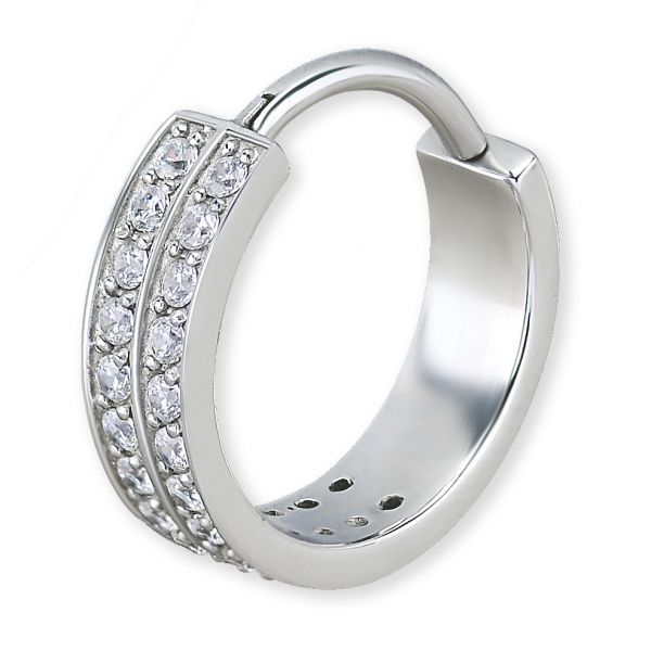 Piercing with double row of crystals in Cubic Zirconia