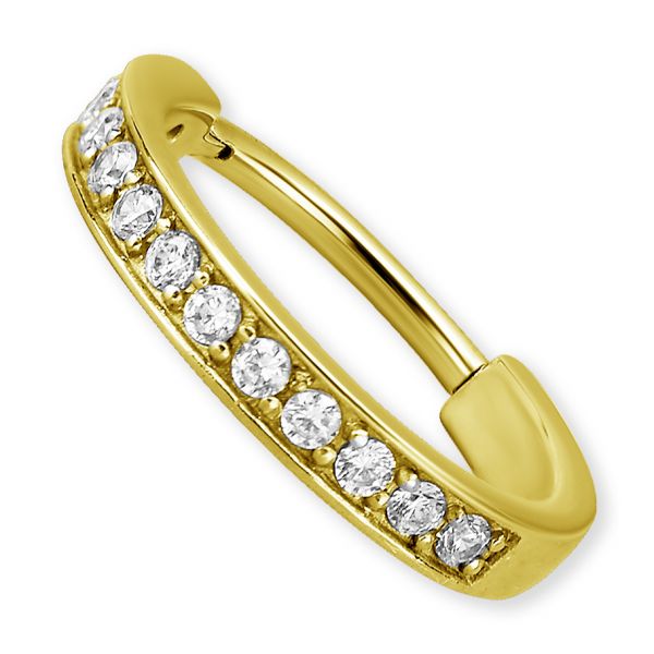 Gold jewel with row of crystals