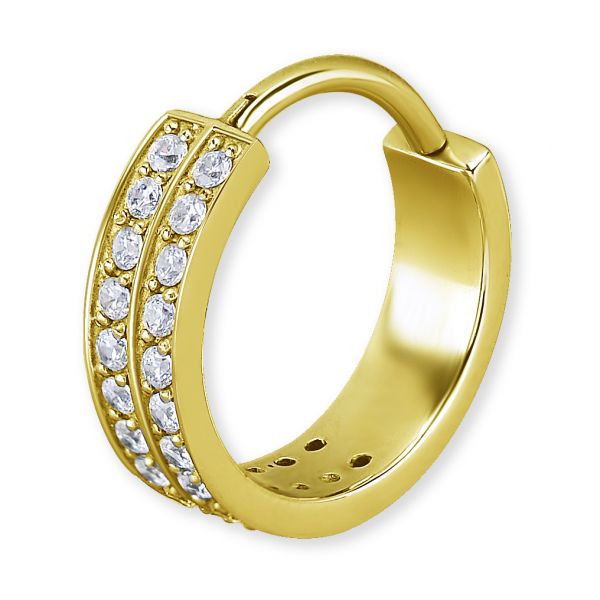 Gold piercing with double row of crystals