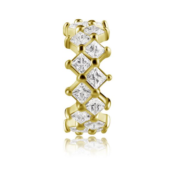 BIJOU CLICKER EN OR MASSIF AVEC CRISTAUX À TAILLE CARRÉE