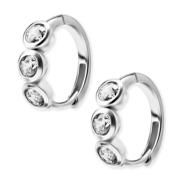 Earhoops with three Cubic Zirconia brilliant
