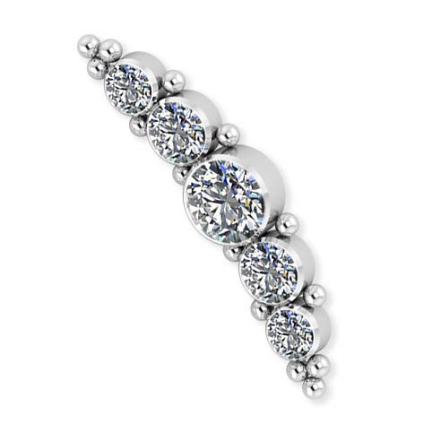 Componente per piercing con 5 cristalli