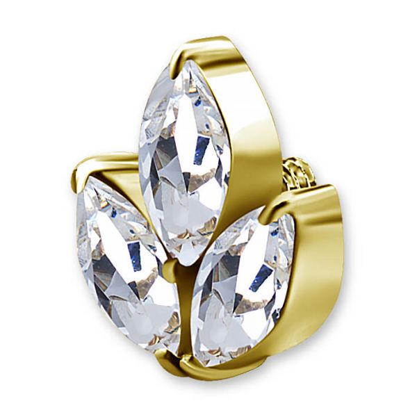 Gold replacement with 3 Cubic Zirconia leaves