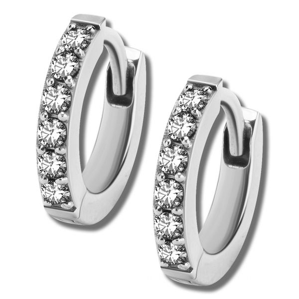 Huggie-Ohrringe mit 6 glänzenden Diamanten